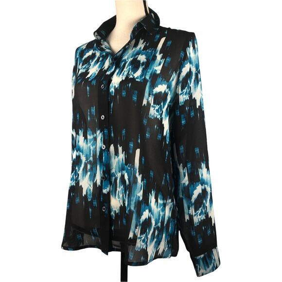 Derek Lam Semi Sheer Abstract Blouse Small - Picture 1 of 7